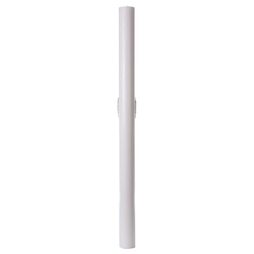 Paschal candle in white wax with Cross and Dove 8x120 cm 8