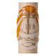 Paschal candle in beeswax with Boat 8x120 cm s2