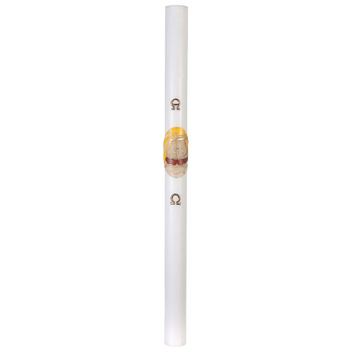 Paschal candle in white wax with Boat 8x120 cm 2