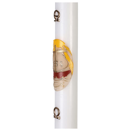 Paschal candle in white wax with Boat 8x120 cm 3