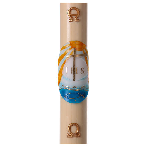 Paschal candle in beeswax with Christ Pantocrator 8x120 cm 1