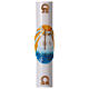 Paschal candle in white wax with Colored Boat 8x120 cm s1