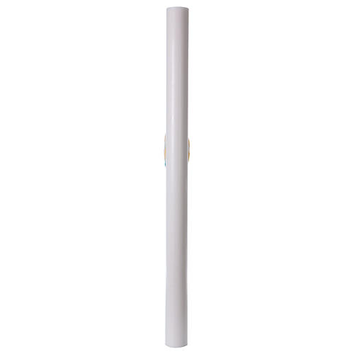 Círio pascal branco Barco, Cruz, IHS, Peixe 8x120 cm 7