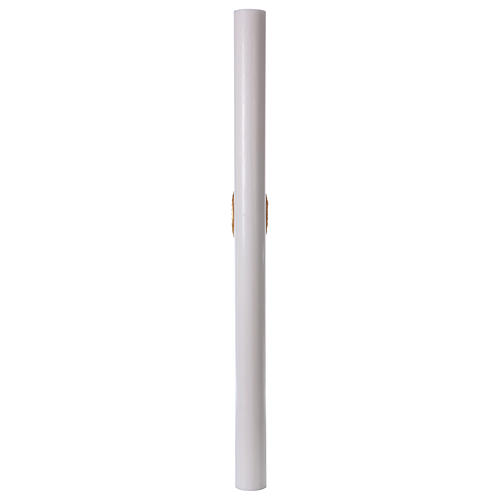 Paschal candle in white wax with red Cross and Dove 8x120 cm 7