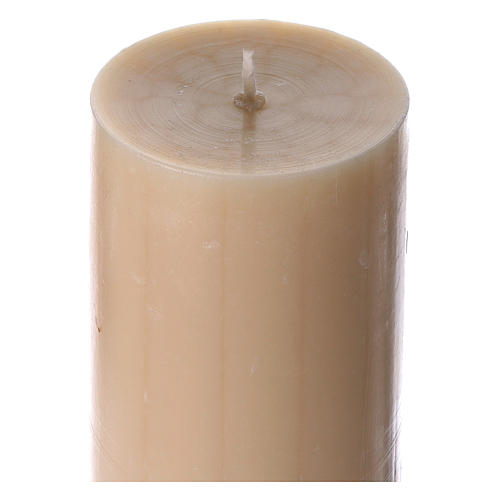 Paschal candle in beeswax with Cross and Dove 8x120 cm with support 5