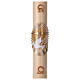 Paschal candle in beeswax with Cross and Dove 8x120 cm with support s1