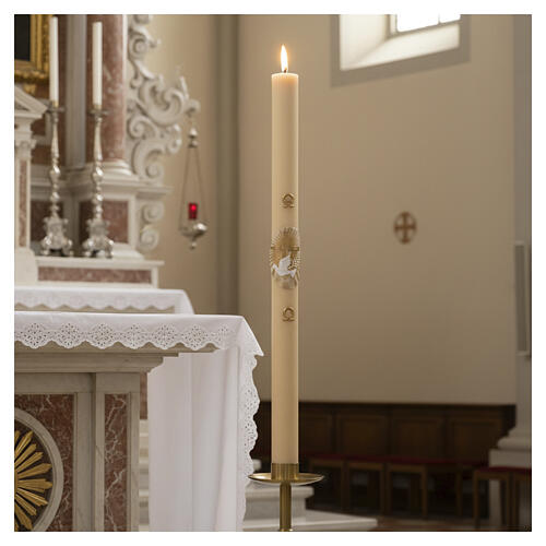 Cero pasquale cera d’api Croce e Colomba 8x120 cm CON RINFORZO 2