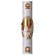 Paschal candle in white wax with Cross and Dove 8x120 cm with support s1