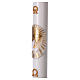 Paschal candle in white wax with Cross and Dove 8x120 cm with support s3