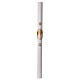 Paschal candle in white wax with Cross and Dove 8x120 cm with support s4