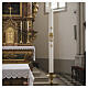 Paschal candle in white wax with Cross and Dove 8x120 cm with support s2