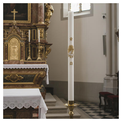 Cero pasquale bianco Croce e Colomba 8x120 cm CON RINFORZO 2