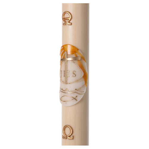 Paschal candle in beeswax with Boat 8x120 cm with support 3