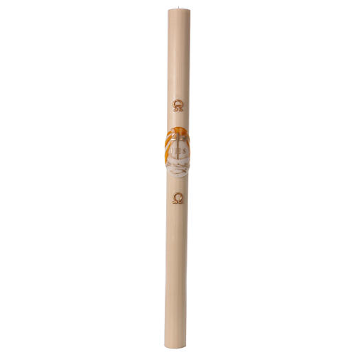 Paschal candle in beeswax with Boat 8x120 cm with support 4