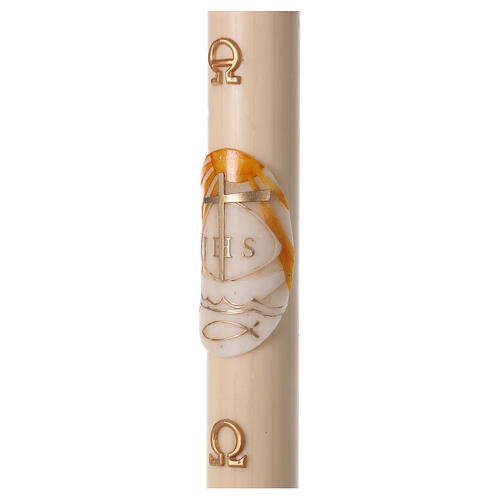Paschal candle in beeswax with Boat 8x120 cm with support 5