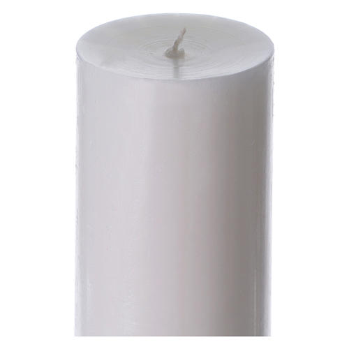 Paschal candle in white wax with Boat 8x120 cm with support 5