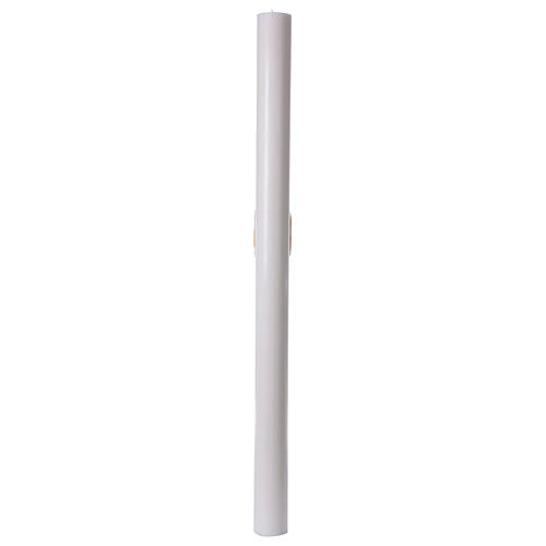 Paschal candle in white wax with Boat 8x120 cm with support 8