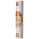 Paschal candle in white wax with Boat 8x120 cm with support s3