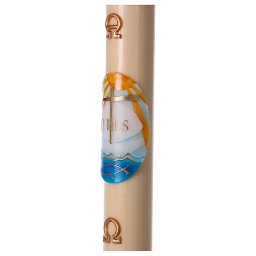 Beeswax Paschal Candle with Colored Boat 8x120 cm WITH REINFORCEMENT 3