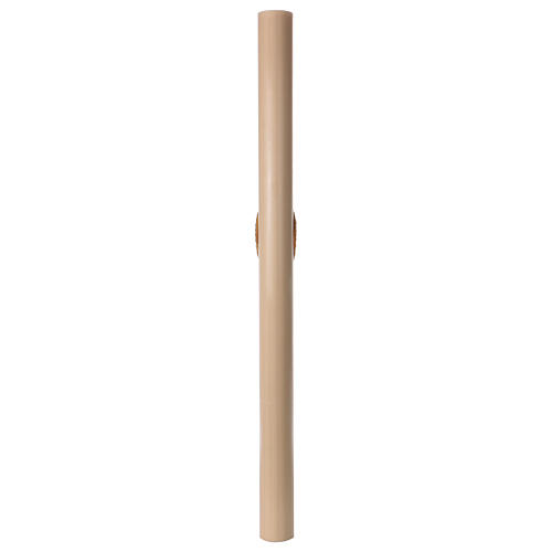 Paschal candle in beeswax with red Cross and Dove 8x120 cm with support 8