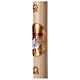 Paschal candle in beeswax with red Cross and Dove 8x120 cm with support s3