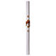 Paschal candle in white wax with red Cross and Dove 8x120 cm with support s4