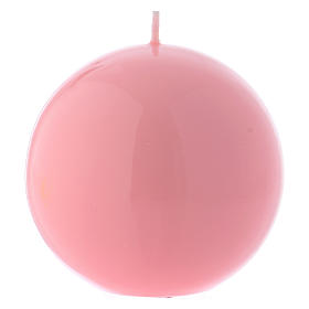 Ceralacca spherical pink wax candle, diameter 10 cm