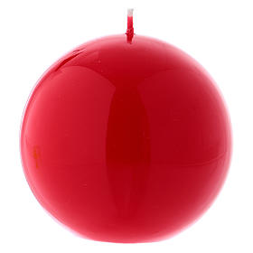 Ceralacca spherical red wax candle, diameter 10 cm