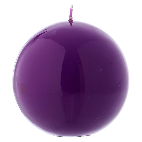Altarkerze in Kugelform mit violettem Lack überzogen, glänzend, 10 cm 1