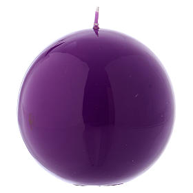 Ceralacca spherical purple wax candle, diameter 10 cm