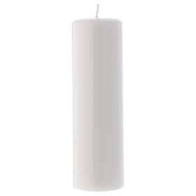 Altarkerze mit weißem Lack überzogen, glänzend 20x6 cm