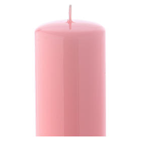 Altarkerze mit rosanem Lack überzogen, glänzend 20x6 cm