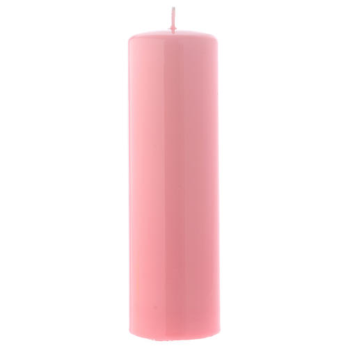 Altarkerze mit rosanem Lack überzogen, glänzend 20x6 cm 1