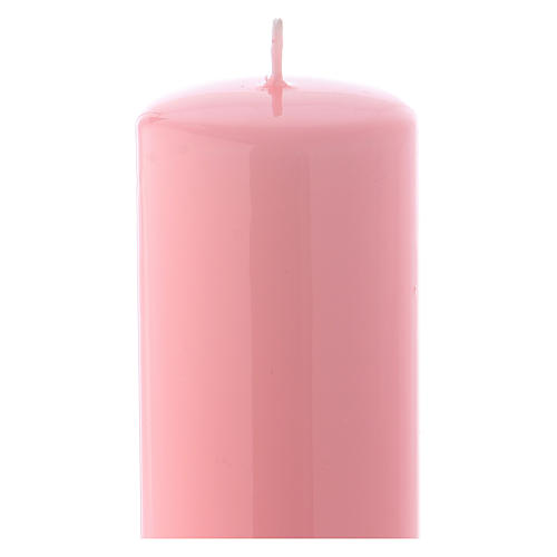 Altarkerze mit rosanem Lack überzogen, glänzend 20x6 cm 2
