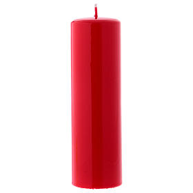 Altarkerze mit rotem Lack überzogen, glänzend 20x6 cm