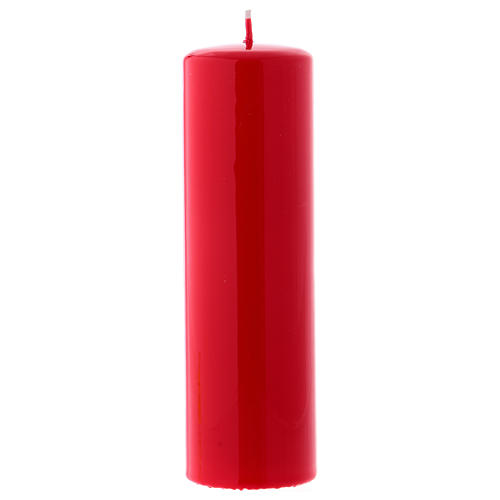 Altarkerze mit rotem Lack überzogen, glänzend 20x6 cm 1