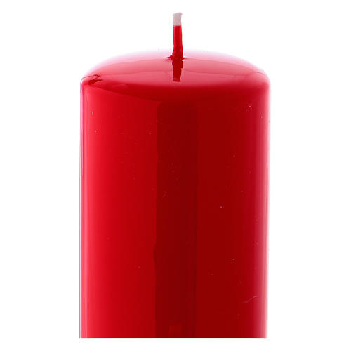 Altarkerze mit rotem Lack überzogen, glänzend 20x6 cm 2