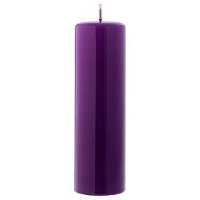 Altarkerze mit violettem Lack überzogen, glänzend 20x6 cm