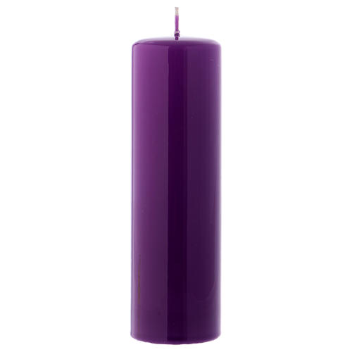 Altarkerze mit violettem Lack überzogen, glänzend 20x6 cm 1