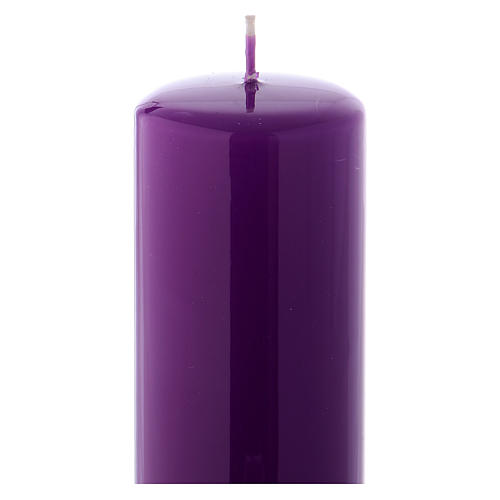 Altarkerze mit violettem Lack überzogen, glänzend 20x6 cm 2