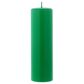 Altarkerze mit grünem Lack überzogen, glänzend 20x6 cm
