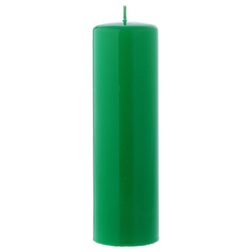 Altarkerze mit grünem Lack überzogen, glänzend 20x6 cm 1