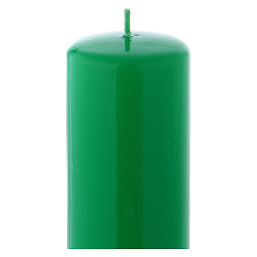 Altarkerze mit grünem Lack überzogen, glänzend 20x6 cm 2