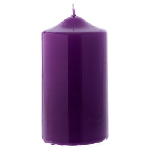 Altarkerze mit violettem Lack überzogen, glänzend 15x8 cm 1