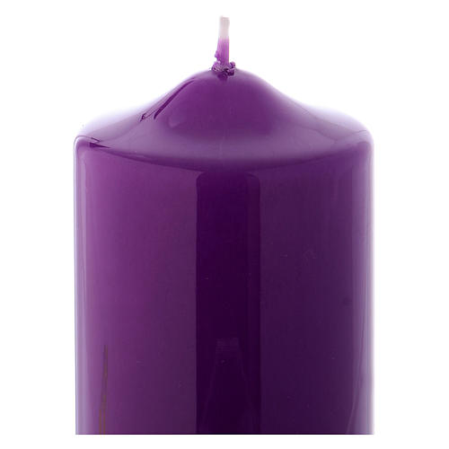 Altarkerze mit violettem Lack überzogen, glänzend 15x8 cm 2