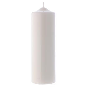 Altarkerze mit weißem Lack überzogen, glänzend 24x8 cm