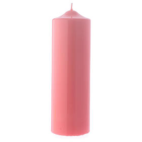 Altarkerze mit rosanem Lack überzogen, glänzend 24x8 cm
