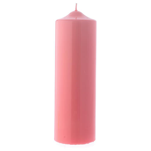Altarkerze mit rosanem Lack überzogen, glänzend 24x8 cm 1