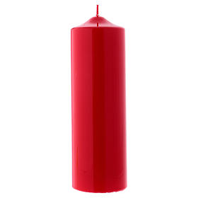 Altarkerze mit rotem Lack überzogen, glänzend 24x8 cm
