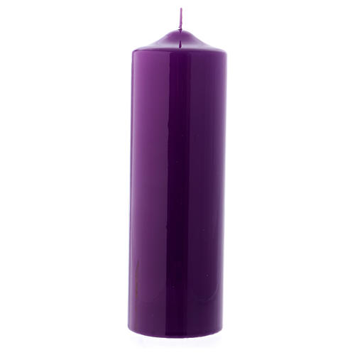 Altarkerze mit violettem Lack überzogen, glänzend 24x8 cm 1